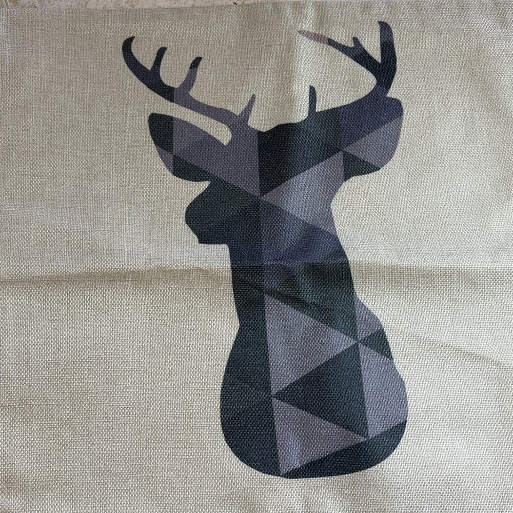 NWOT 3 Pillow Covers Geometric Mountain, Deer, Moose - Picture 3 of 9